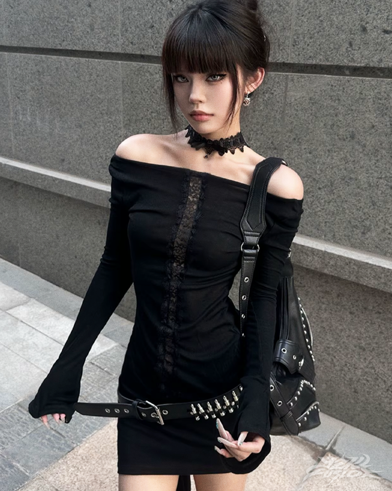 OFFSEAL Y2K Grunge Off The Shoulder Top
