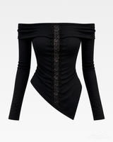 OFFSEAL Y2K Grunge Off The Shoulder Top