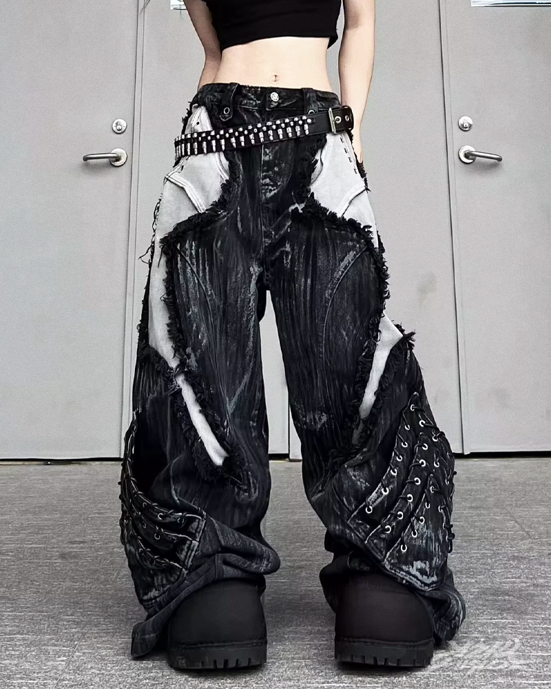 OFFSEAL Y2K Grunge Wide Leg Jeans