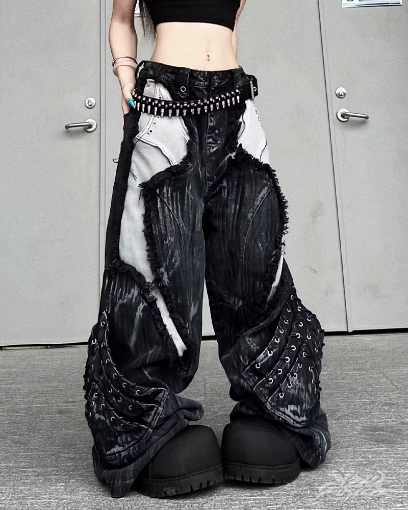 OFFSEAL Y2K Grunge Wide Leg Jeans