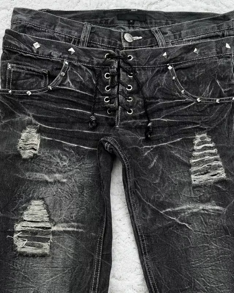 OFFSEAL Y2K Lace Up Jeans