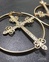 OFFSEAL Y2K Large Cross Hoop Earrings