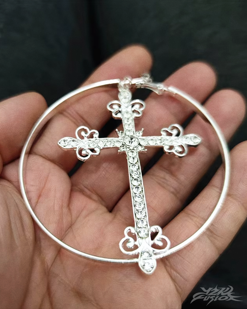 OFFSEAL Y2K Large Cross Hoop Earrings