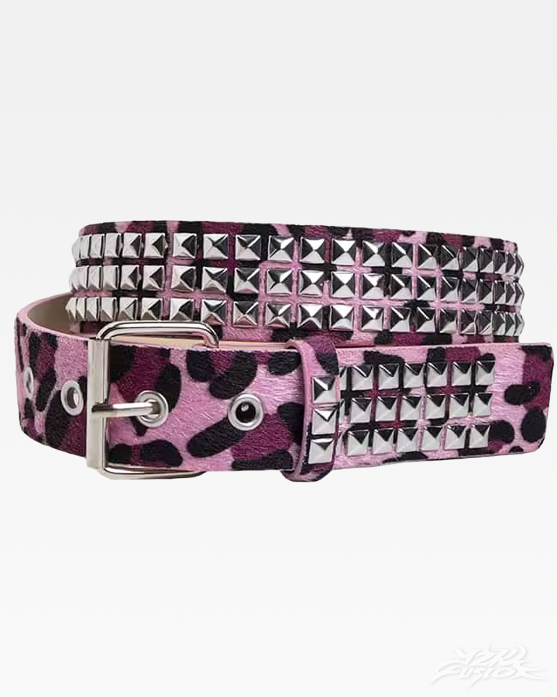 OFFSEAL Y2K Leopard Studded Belt