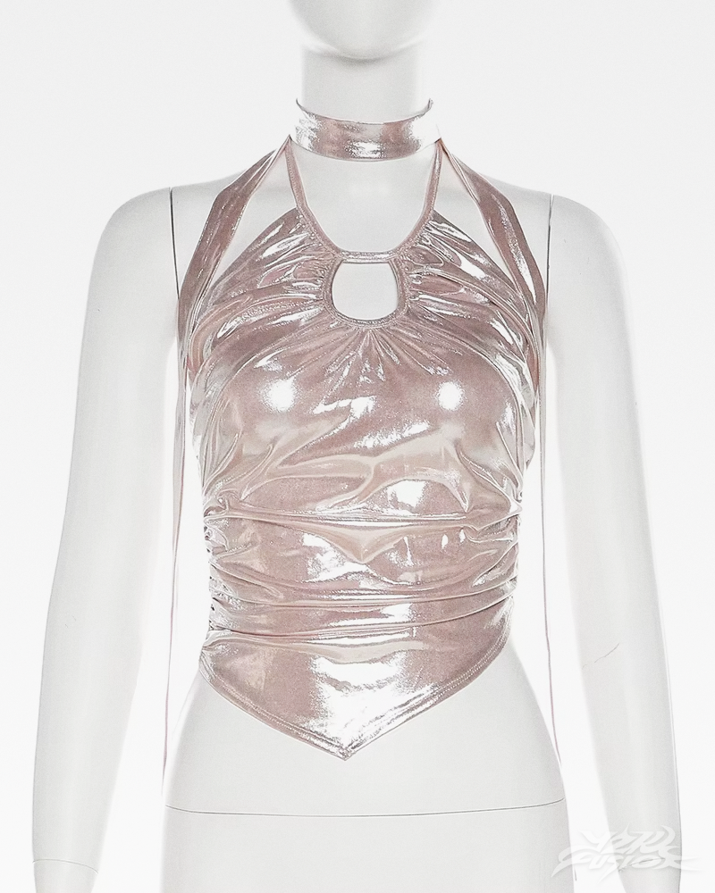 OFFSEAL Y2K Metallic Halter Top