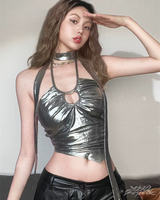 OFFSEAL Y2K Metallic Halter Top