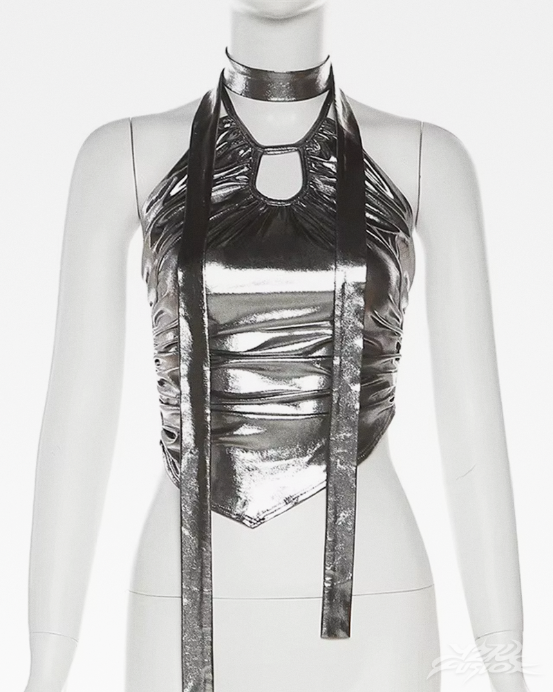 OFFSEAL Y2K Metallic Halter Top