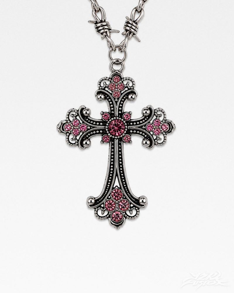 OFFSEAL Y2K Pink Cross Necklace