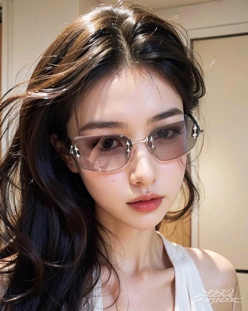 OFFSEAL Y2K Rectangle Rimless Sunglasses