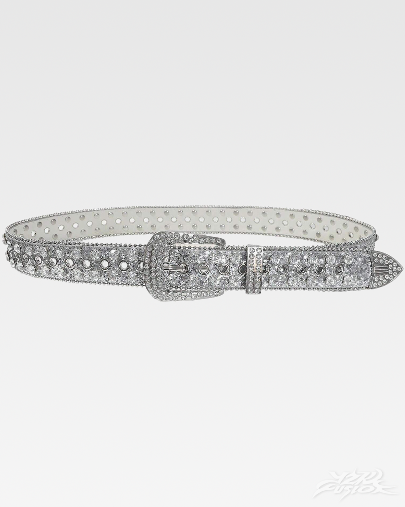 OFFSEAL Y2K Rhinestone Silver Belt