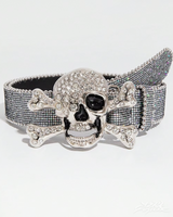 OFFSEAL Y2K Rhinestone Skull Belt