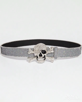 OFFSEAL Y2K Rhinestone Skull Belt
