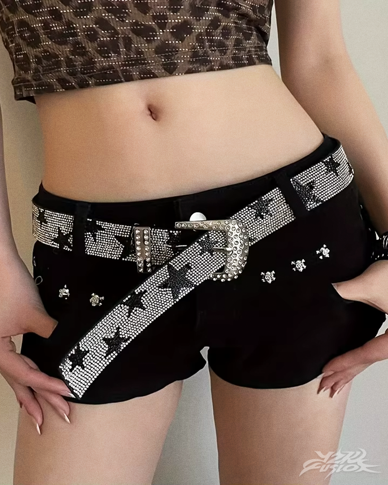 OFFSEAL Y2K Rhinestone Star Belt