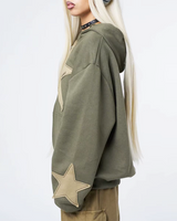 OFFSEAL Y2K Star Patchwork Zip-Up Hoodie
