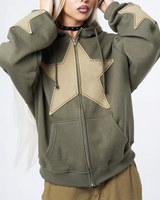 OFFSEAL Y2K Star Patchwork Zip-Up Hoodie
