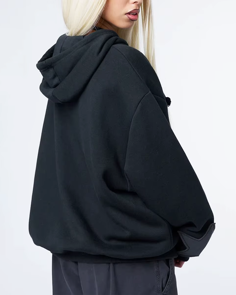 OFFSEAL Y2K Star Patchwork Zip-Up Hoodie