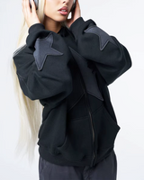 OFFSEAL Y2K Star Patchwork Zip-Up Hoodie
