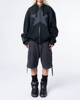 OFFSEAL Y2K Star Patchwork Zip-Up Hoodie