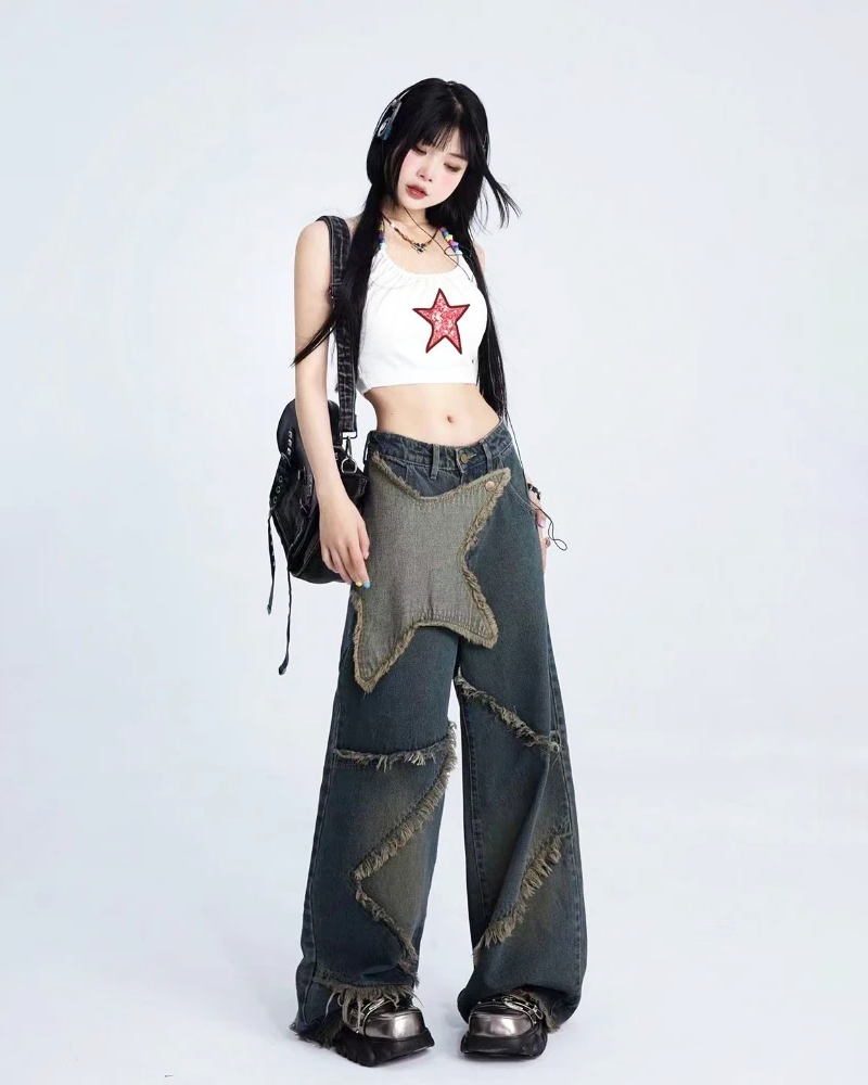 OFFSEAL Y2K Star Detail Jeans 2