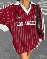 OFFSEAL Y2K Striped Polo Sweatshirt