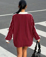 OFFSEAL Y2K Striped Polo Sweatshirt