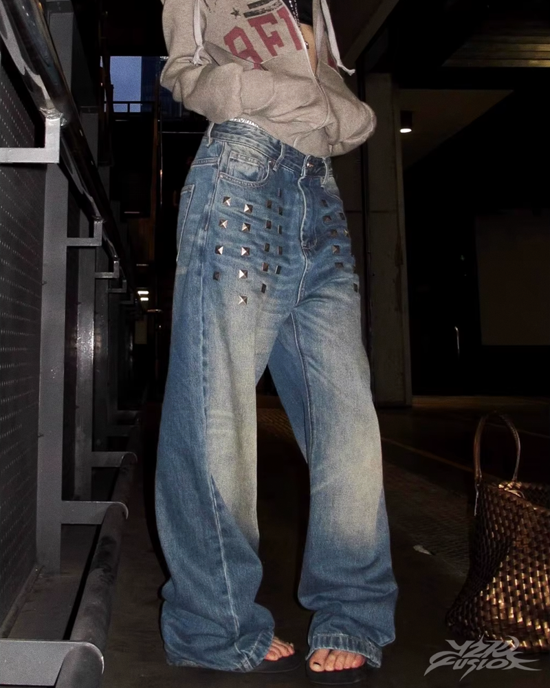 OFFSEAL Y2K Studded Baggy Jeans