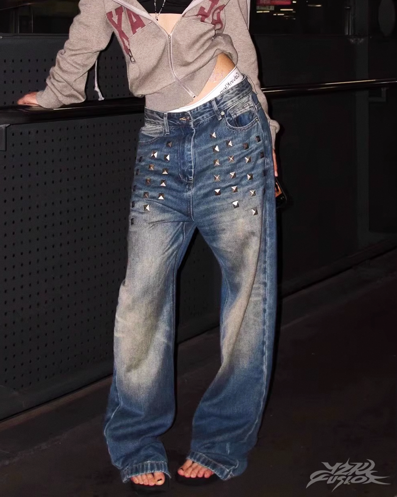 OFFSEAL Y2K Studded Baggy Jeans