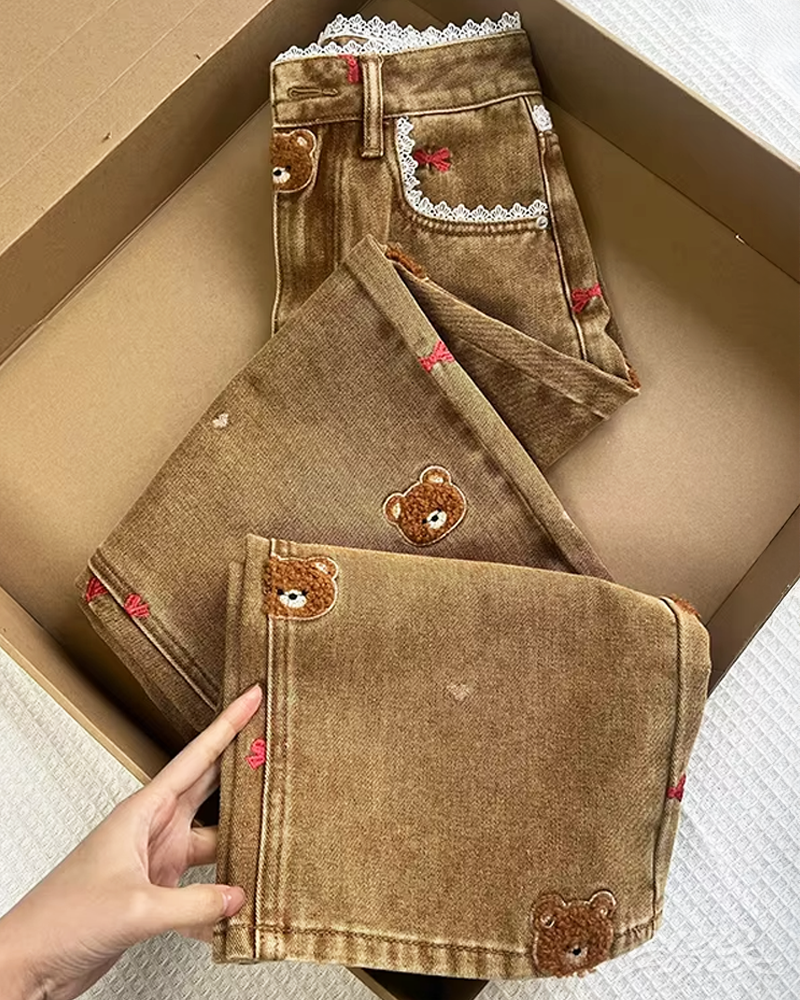 OFFSEAL Y2K Teddy Bear Jeans