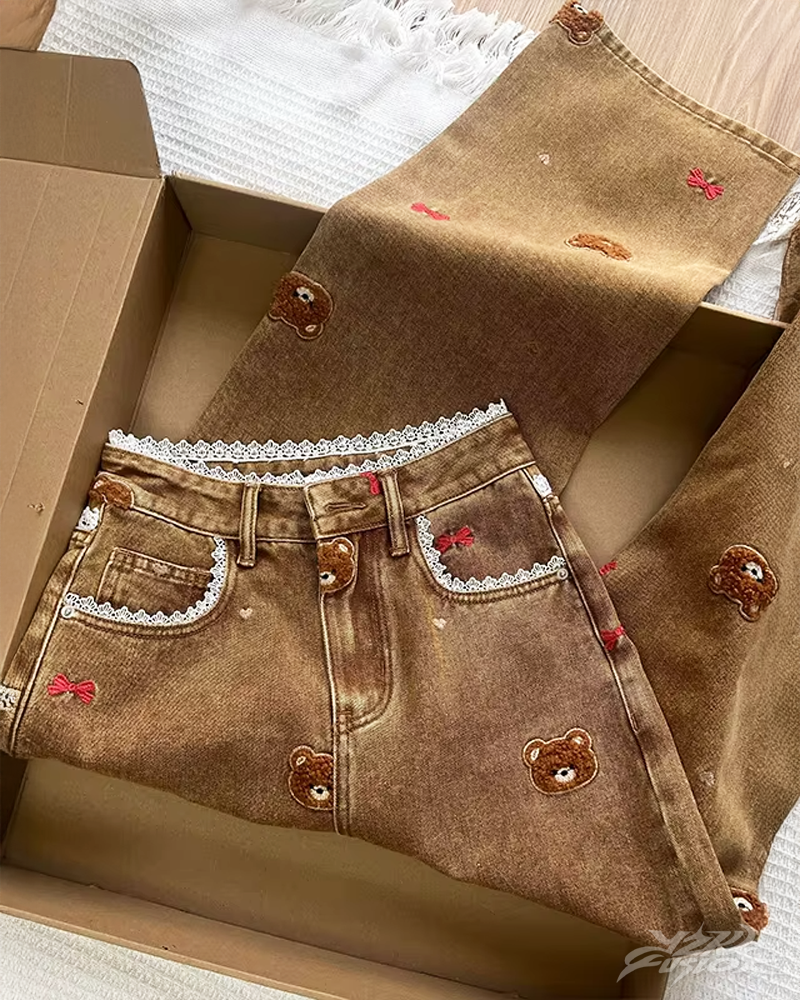 OFFSEAL Y2K Teddy Bear Jeans