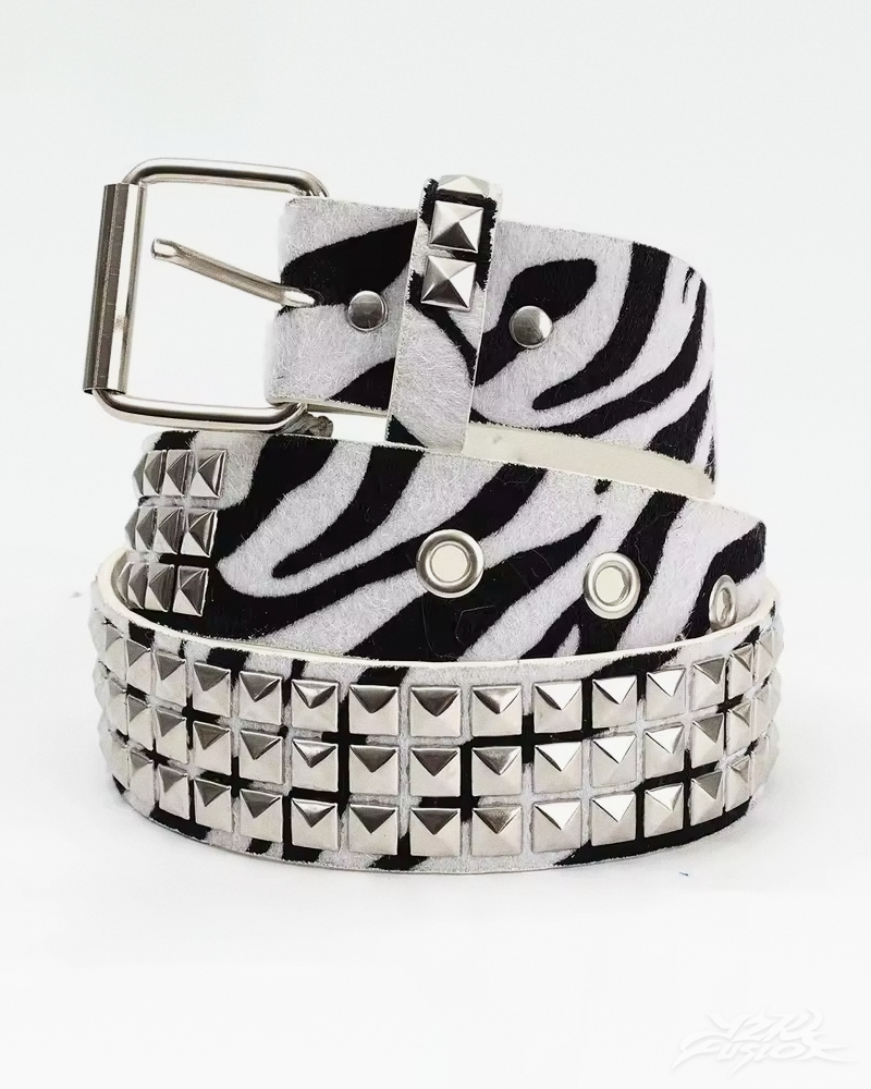 OFFSEAL Y2K Zebra Studded Belt