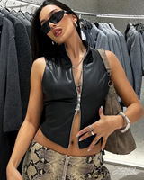 OFFSEAL Y2K Zip-Up Leather Top