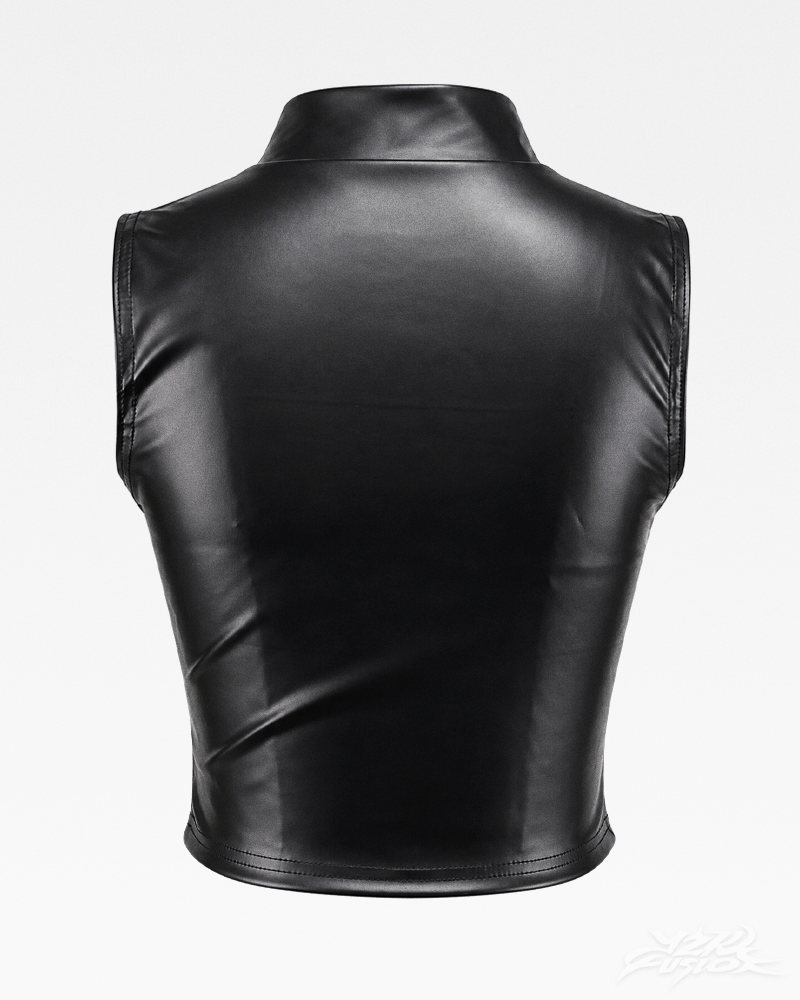 OFFSEAL Y2K Zip-Up Leather Top