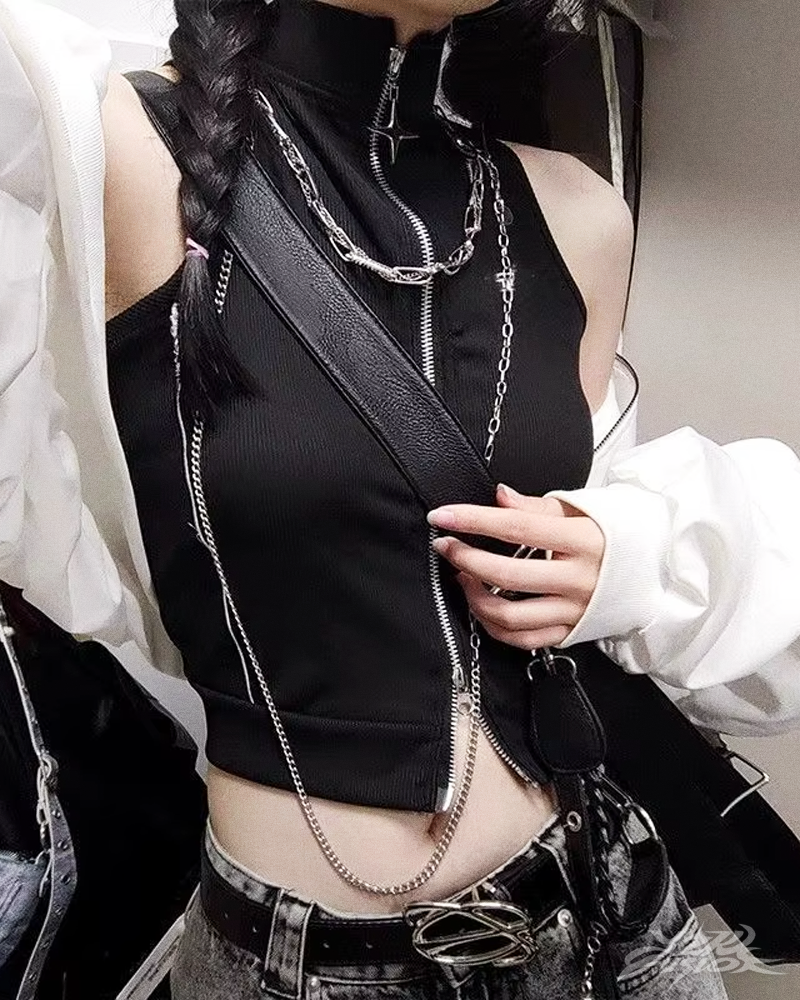 OFFSEAL Y2K Zip-Up Tank Top