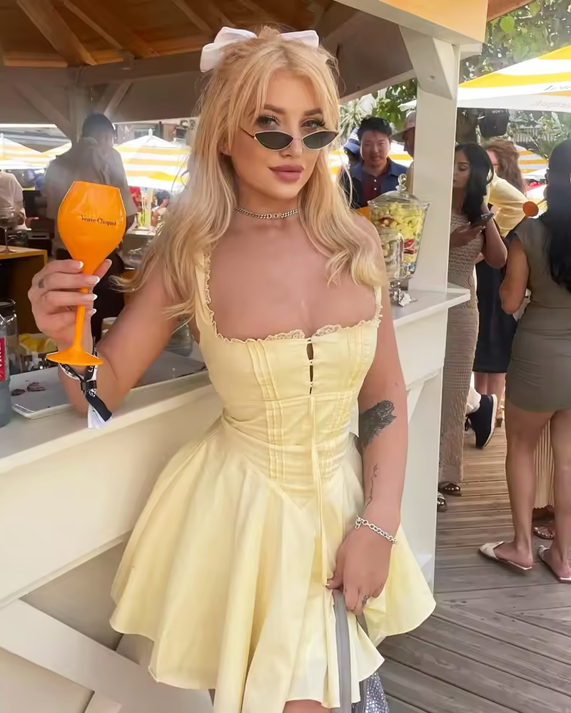 OFFSEAL Yellow Corset Mini Dress