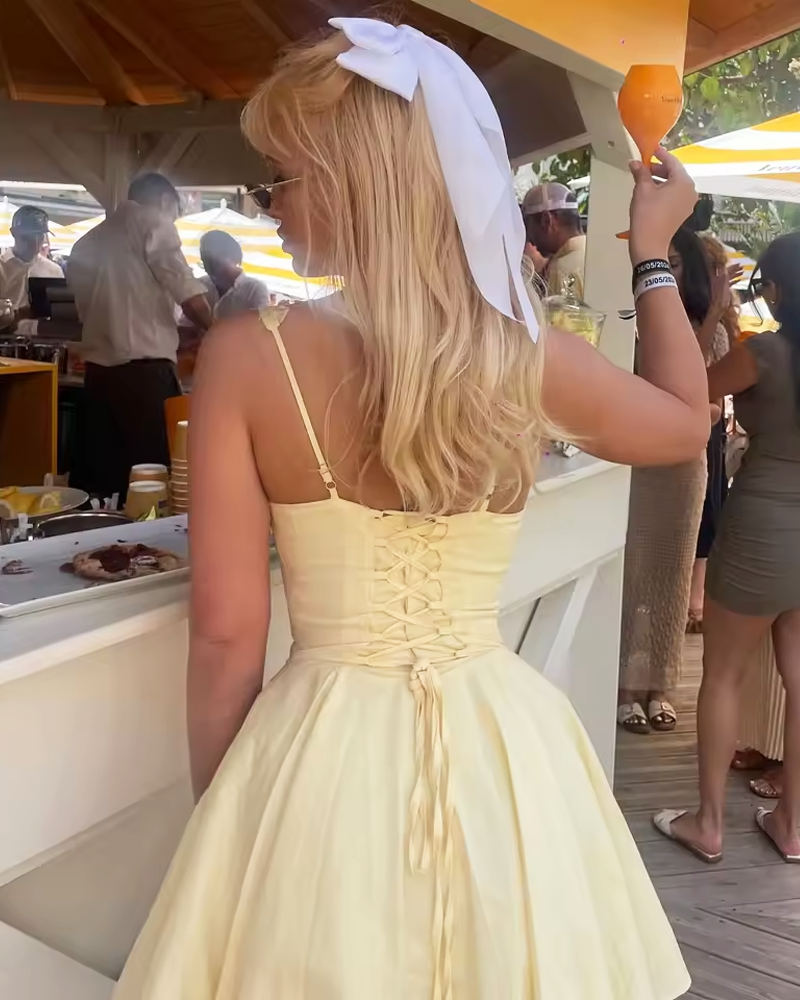 OFFSEAL Yellow Corset Mini Dress