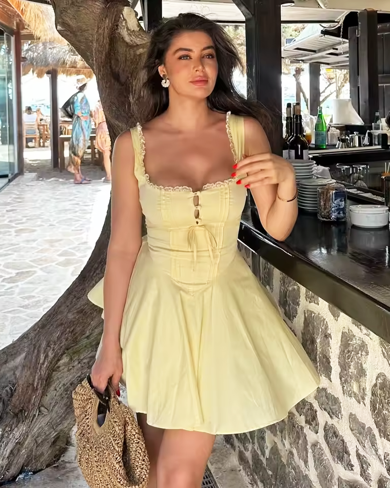 OFFSEAL Yellow Corset Mini Dress